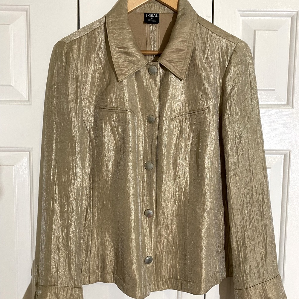 Vintage Blazer Gold, 12, snap buttons, pockets
